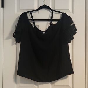 Shein lune cold shoulder mesh insert blouse